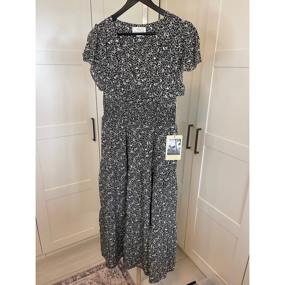 NWT: Trovata Birds of Paradis Black & White Silk Blend Dress Size M